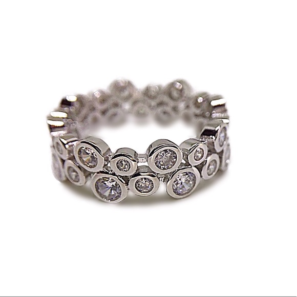 Solid 925 Silver and Cubic Zirconium Bubble Ring - Picture 3 of 6